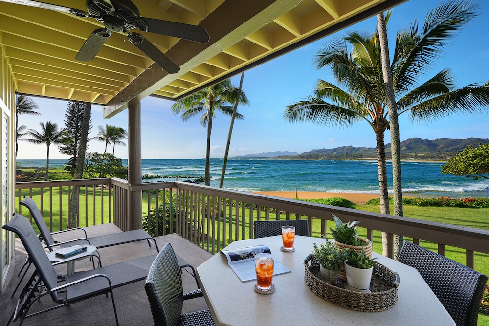 A Kauai Vacation Rentals condo overlooking the ocean. A Kauai Vacation Rentals condo overlooking the ocean.